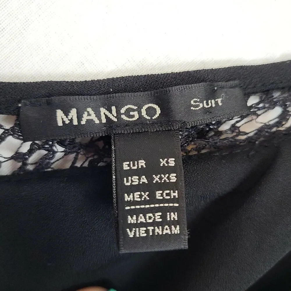 Mango Womens Black Spaghetti Strap Keyhole‎ Back Ruffled Tank Dress Size XXS